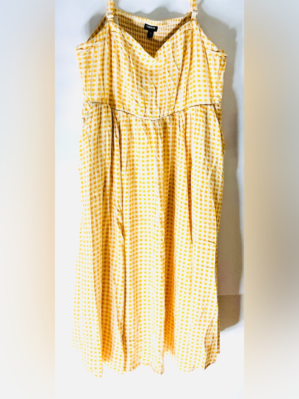 Torrid Yellow Gingham Babydoll Dress w/ Pockets Size 1